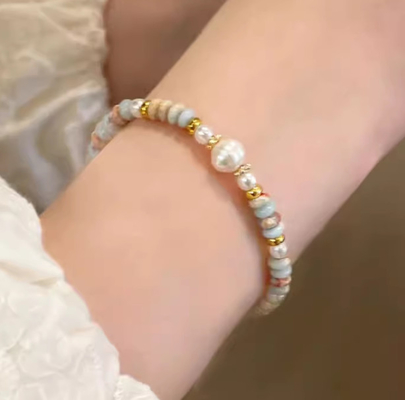 Wholesale Shoushan Natural Stone Beaded Necklace And Bracelet Women Gold Plated Stainless Steel Jewelry Sets Mixed Tower Beaded Fashion Jewelry Bracelet