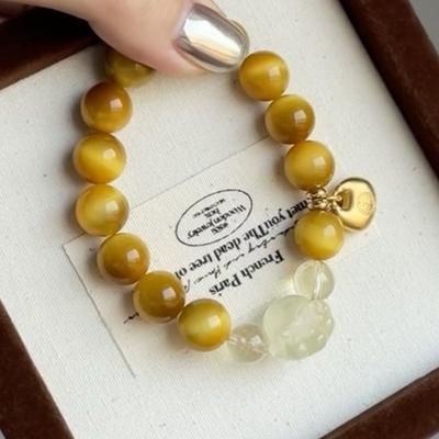 Hot Sale New Chinese Fu Brand Beaded Bracelet Anti Opal Boudoir Hand String Female Exquisite Friendship Cat'S Eye Crystal Bracelets Women Girl Cute Elastic Opal Zircon Moon Stone Bead