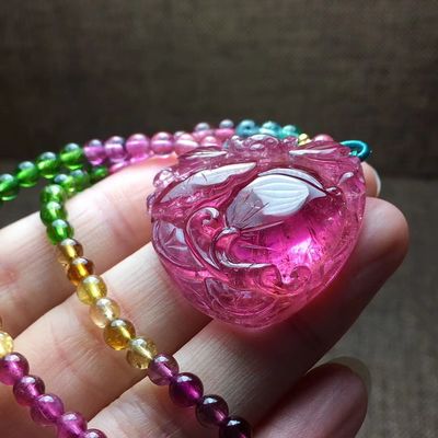 Necklace Colorful Beads Elastic Bracelet Watermelon Tourmaline Bracelet Natural Stone Tourmaline Jade Irregular Bead Bracelet For Gift
