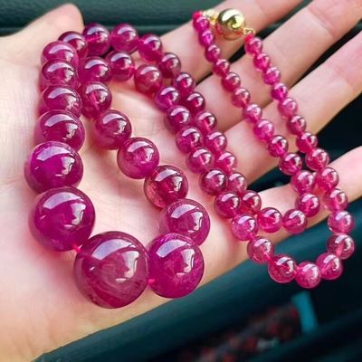 Necklace Colorful Beads Elastic Bracelet Watermelon Tourmaline Bracelet Natural Stone Tourmaline Jade Irregular Bead Bracelet For Gift