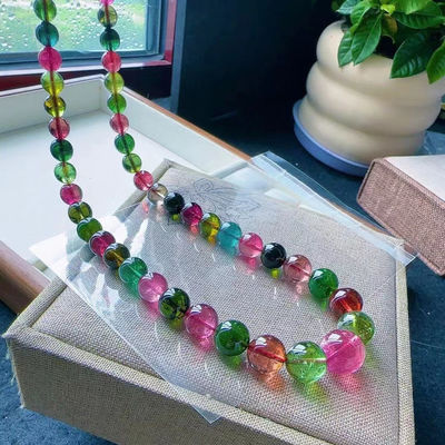 Necklace Colorful Beads Elastic Bracelet Watermelon Tourmaline Bracelet Natural Stone Tourmaline Jade Irregular Bead Bracelet For Gift