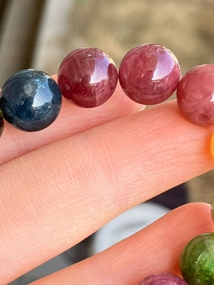 Natural Healing Gemstone Small Beads Candy Color Crystal Tourmaline Bracelet For Jewelry Gifts Crystal Jewelry Natural Brazilian Watermelon Tourmaline Bracelet Women's Transparent Glass Macaron Color