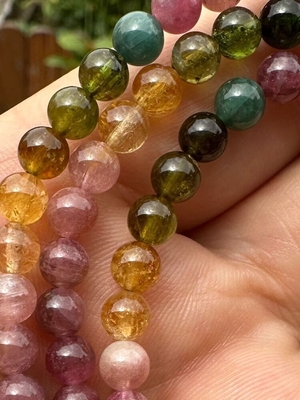 Natural Healing Gemstone Small Beads Candy Color Crystal Tourmaline Bracelet For Jewelry Gifts Crystal Jewelry Natural Brazilian Watermelon Tourmaline Bracelet Women's Transparent Glass Macaron Color