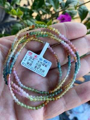 Natural Healing Gemstone Small Beads Candy Color Crystal Tourmaline Bracelet For Jewelry Gifts Crystal Jewelry Natural Brazilian Watermelon Tourmaline Bracelet Women's Transparent Glass Macaron Color
