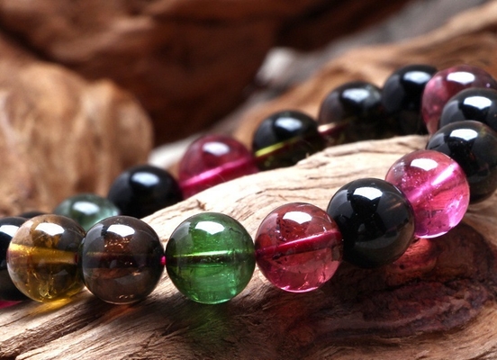 Chinese Jewelry Natural Stone Tourmaline Convallaria Flower Pendant Bracelet Women Unisex Simple Number Pattern Wedding Jewelry