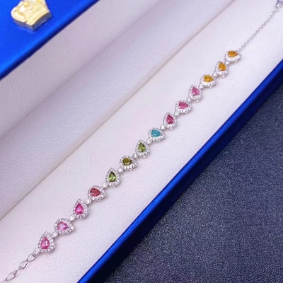 Tourmaline Blue Fusion Tennis Bracelet Tourmaline Blue Round Double Stone Tennis Hip Hop Bracelet Gemstone Bracelets Tourmaline Bracelets Candy Tourmaline Bracelets for Women
