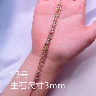 Pink Tourmaline Watermelon Tourmaline Bracelet Green Tourmaline Couple Bracelet Silver Adjustable Tourmaline Bracelet 925 Sterling Silver Handmade Bracelet Female Elastic Rope Chinese Style Bead