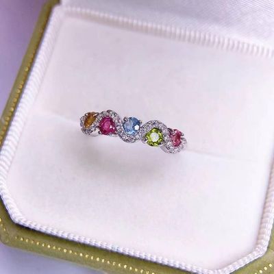 Ring, Necklace, Bracelet, New Leaf Bracelet 18K Gold Women's Candy Tourmaline Bracelet Colorful Gemstone Colorful Treasure Bracelet