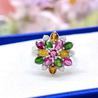 Ring, Necklace, Bracelet, New Leaf Bracelet 18K Gold Women's Candy Tourmaline Bracelet Colorful Gemstone Colorful Treasure Bracelet