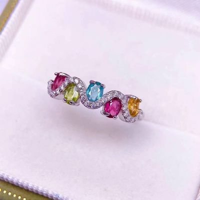 Ring, Necklace, Bracelet, New Leaf Bracelet 18K Gold Women's Candy Tourmaline Bracelet Colorful Gemstone Colorful Treasure Bracelet