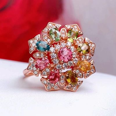 Ring, Necklace, Bracelet, New Leaf Bracelet 18K Gold Women's Candy Tourmaline Bracelet Colorful Gemstone Colorful Treasure Bracelet