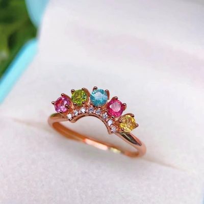 Ring, Necklace, Bracelet, New Leaf Bracelet 18K Gold Women's Candy Tourmaline Bracelet Colorful Gemstone Colorful Treasure Bracelet
