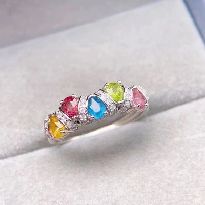 Ring, Necklace, Bracelet, New Leaf Bracelet 18K Gold Women's Candy Tourmaline Bracelet Colorful Gemstone Colorful Treasure Bracelet