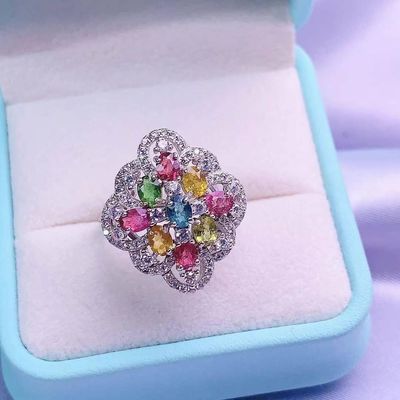 Ring, Necklace, Bracelet, New Leaf Bracelet 18K Gold Women's Candy Tourmaline Bracelet Colorful Gemstone Colorful Treasure Bracelet