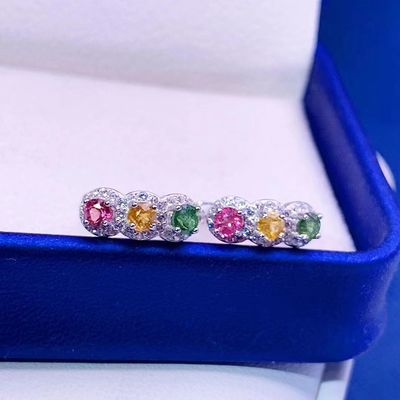 Earrings, Ring, Necklace, Bracelet, Tourmaline Earrings Paraiba Blue Drop Earrings Luxury Tourmaline Fusion Heart Shape Stud Earrings Multicolor Stone Earring for Wedding Earrings