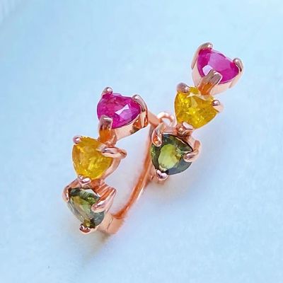 Earrings, Ring, Necklace, Bracelet, Tourmaline Earrings Paraiba Blue Drop Earrings Luxury Tourmaline Fusion Heart Shape Stud Earrings Multicolor Stone Earring for Wedding Earrings
