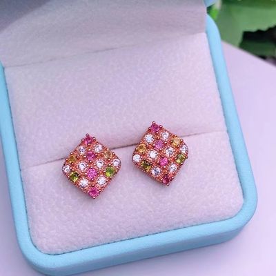 Earrings, Ring, Necklace, Bracelet, Tourmaline Earrings Paraiba Blue Drop Earrings Luxury Tourmaline Fusion Heart Shape Stud Earrings Multicolor Stone Earring for Wedding Earrings