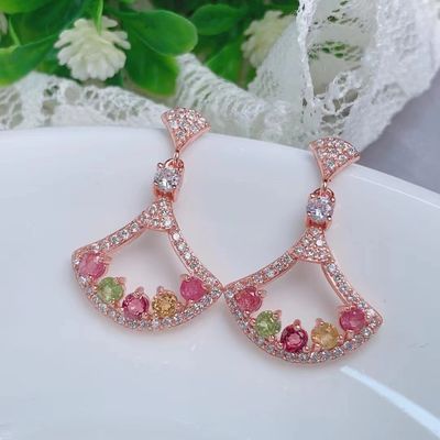 Earrings, Ring, Necklace, Bracelet, Tourmaline Earrings Paraiba Blue Drop Earrings Luxury Tourmaline Fusion Heart Shape Stud Earrings Multicolor Stone Earring for Wedding Earrings
