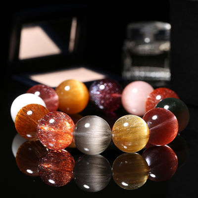 Natural Crystal Multi-Treasure Hair Crystal Rabbit Hair Bracelet Gold Strawberry Red Hair Purple Hair Super Seven Single Circle
