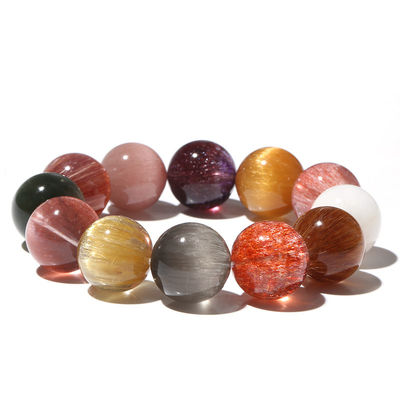Natural Crystal Multi-Treasure Hair Crystal Rabbit Hair Bracelet Gold Strawberry Red Hair Purple Hair Super Seven Single Circle