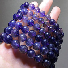 Natural Violet Old Mine Blue Crystal Bracelet Purple Blue Round Beads Single Circle Sapphire Bracelet Blood Spot Violet