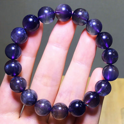 Natural Violet Old Mine Blue Crystal Bracelet Purple Blue Round Beads Single Circle Sapphire Bracelet Blood Spot Violet