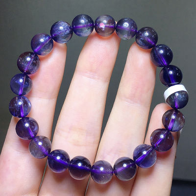 Natural Violet Old Mine Blue Crystal Bracelet Purple Blue Round Beads Single Circle Sapphire Bracelet Blood Spot Violet