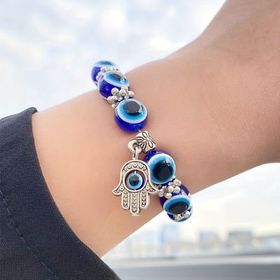 Evil Eye Bead Bracelet Meaning Beaded Black Beads Crystal Glass Gold Multicolored Evil Eye Bracelet Lucky Bracelet for Protection Blessing