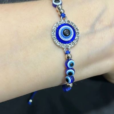 Evil Eye Necklace, Bracelet, Earring, Ring, Keychain & Hamsa Hand Pendant - Turkish Protection Jewelry Set Evil Eye Pendant Necklace Glass Leather Rope Chain Turkish Protect