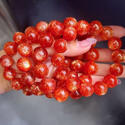 Energy Protection Good Luck Feng Shui Natural Crystal Gold Sun Bracelet Pendant Necklace Gold Strawberry Crystal Sunlight Sun Stone Single Bead Bracelet