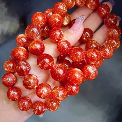 Energy Protection Good Luck Feng Shui Natural Crystal Gold Sun Bracelet Pendant Necklace Gold Strawberry Crystal Sunlight Sun Stone Single Bead Bracelet