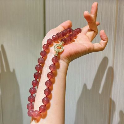 Purify And Renew Energy To Protect Good Luck And Feng Shui Natural Pigeon Blood Red High Quality Natural Strawberry Crystal Necklace Clavicle Chain