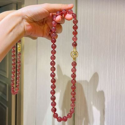 Purify And Renew Energy To Protect Good Luck And Feng Shui Natural Pigeon Blood Red High Quality Natural Strawberry Crystal Necklace Clavicle Chain