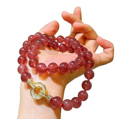 Purify And Renew Energy To Protect Good Luck And Feng Shui Natural Pigeon Blood Red High Quality Natural Strawberry Crystal Necklace Clavicle Chain
