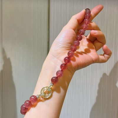 Purify And Renew Energy To Protect Good Luck And Feng Shui Natural Pigeon Blood Red High Quality Natural Strawberry Crystal Necklace Clavicle Chain