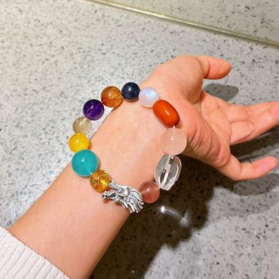 Purify Renew Energy To Protect Good Luck And Feng Shui Natural Copper Hair Crystal Cat'S Eye Titanium Crystal Rabbit Hair Gold Strawberry Multi-Treasure Crystal Single Bead Bracelet