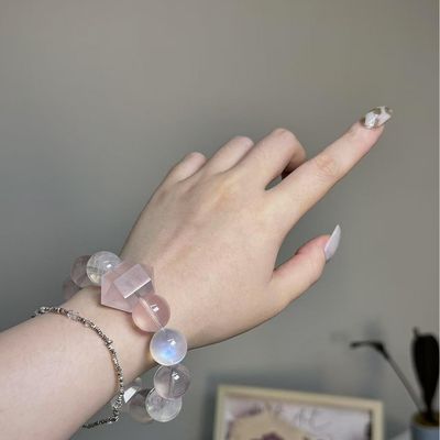 Jinghua Renew Energy Protection Good Luck Feng Shui Natural Star Style Natural Multi-Treasure Crystal Bracelet Amethyst Moonstone Green Ghost Aquamarine Hand Jewelry Female Original