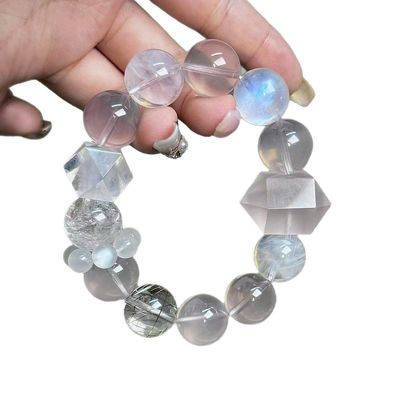 Jinghua Renew Energy Protection Good Luck Feng Shui Natural Star Style Natural Multi-Treasure Crystal Bracelet Amethyst Moonstone Green Ghost Aquamarine Hand Jewelry Female Original