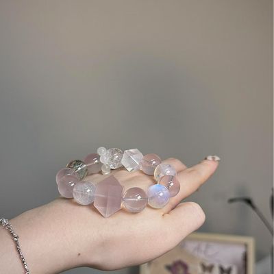 Jinghua Renew Energy Protection Good Luck Feng Shui Natural Star Style Natural Multi-Treasure Crystal Bracelet Amethyst Moonstone Green Ghost Aquamarine Hand Jewelry Female Original