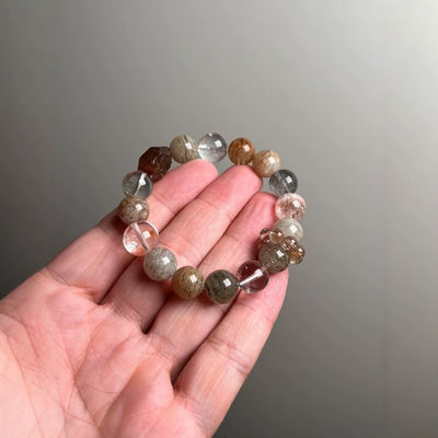 Vintage Large-Grain Natural White Crystal Lapis Lazuli Contrasting Color Bracelet Handmade Pink Crystal Hair Crystal Aquamarine Amethyst Rabbit Hair White Ghost Noble And Lucky