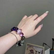 Natural Ghost Hair Crystal Silver Hair Crystal Double Tip Light Luxury High-End Female Bracelet White Crystal Aquamarine Crystal Bracelet Simple Men And Women Couple Model Wholesale Light Luxury