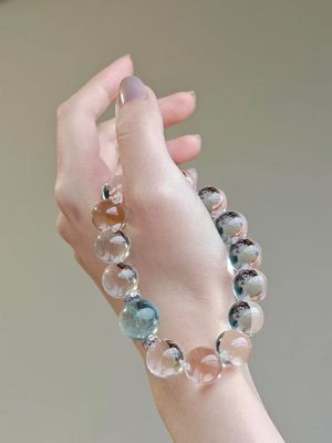 Natural Ghost Hair Crystal Silver Hair Crystal Double Tip Light Luxury High-End Female Bracelet White Crystal Aquamarine Crystal Bracelet Simple Men And Women Couple Model Wholesale Light Luxury