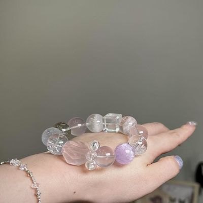 Natural Ghost Hair Crystal Silver Hair Crystal Double Tip Light Luxury High-End Female Bracelet White Crystal Aquamarine Crystal Bracelet Simple Men And Women Couple Model Wholesale Light Luxury