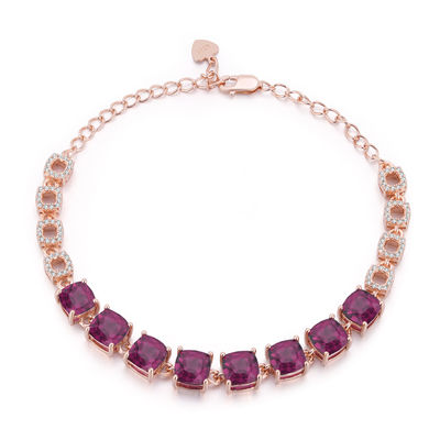 Temperament Commuting Pillow-Shaped Magnesium Aluminum Garnet Inlaid S925 Silver Bracelet For Women Light Luxury Versatile Jewelry Factory Cross-Border Wholesale