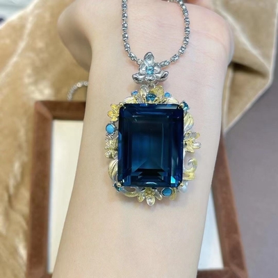 Feng Shui High-End Luxury New Product S925 Silver Plated With Platinum Inlaid Topaz Horse Eye Pendant