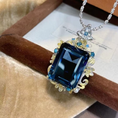 Feng Shui High-End Luxury New Product S925 Silver Plated With Platinum Inlaid Topaz Horse Eye Pendant