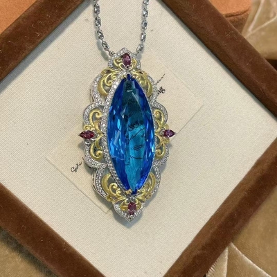 Feng Shui High-End Luxury New Product S925 Silver Plated With Platinum Inlaid Topaz Horse Eye Pendant