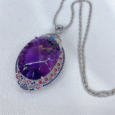Feng Shui High-End Luxury New Product S925 Silver Plated With Platinum Inlaid Topaz Horse Eye Pendant