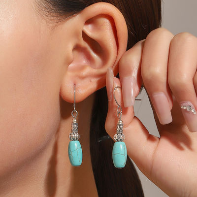 Fashion Irregular Geometric Spiral Line Turquoise Earrings For Women, Designer Earrings, European And American Cross-Border Foreign Trade Earrings Turquoise Earrings, European And American Retro