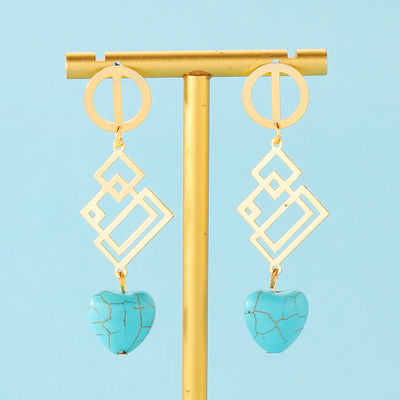 Fashion Irregular Geometric Spiral Line Turquoise Earrings For Women, Designer Earrings, European And American Cross-Border Foreign Trade Earrings Turquoise Earrings, European And American Retro
